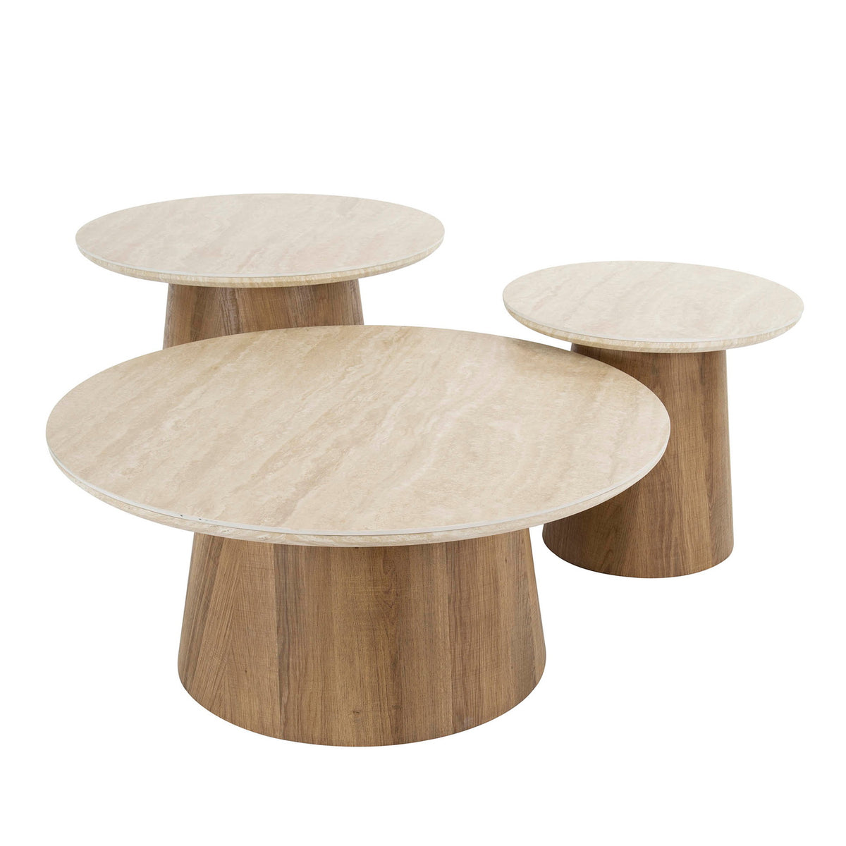 Giga Meubel Salontafel Romano - Travertin - Set van 3 - 80x80x35cm