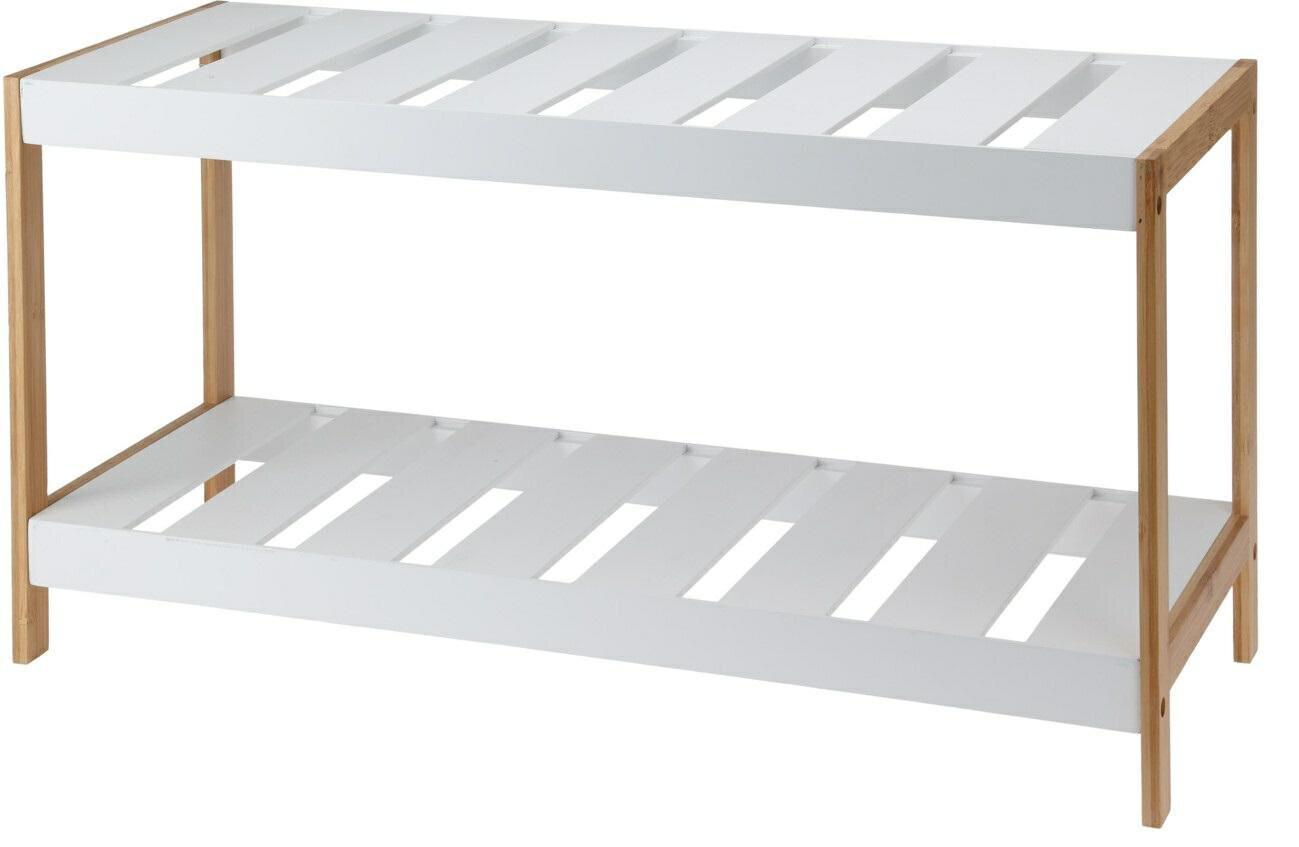 SZAFKA NA BUTY Giselda bambusowa biała 70x26x36cm MDF BAMBUS
