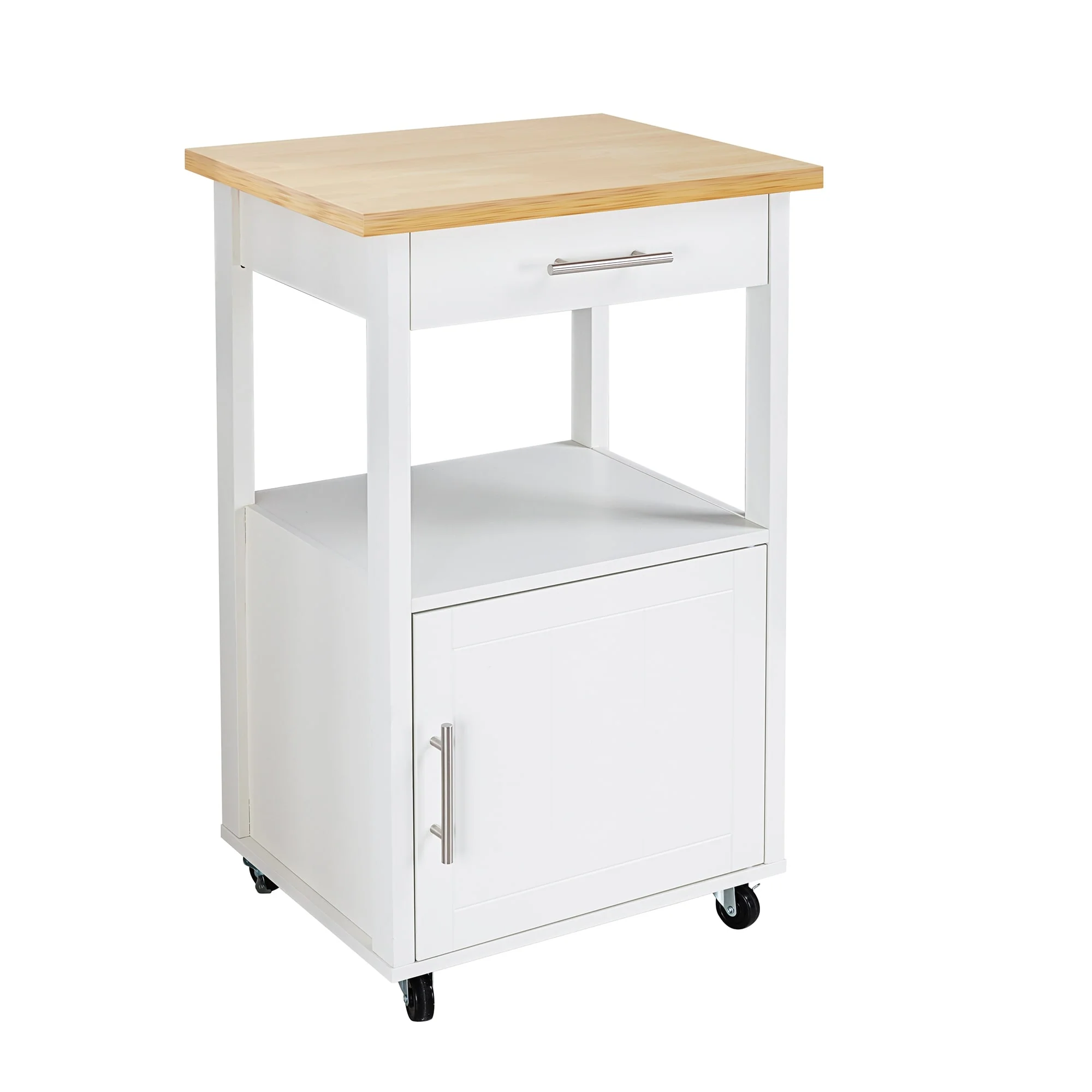 Futzca Kitchen Island Cart with Storage,Rolling Kitchen Island Side Table on Wheels with Worktop, White - N/A