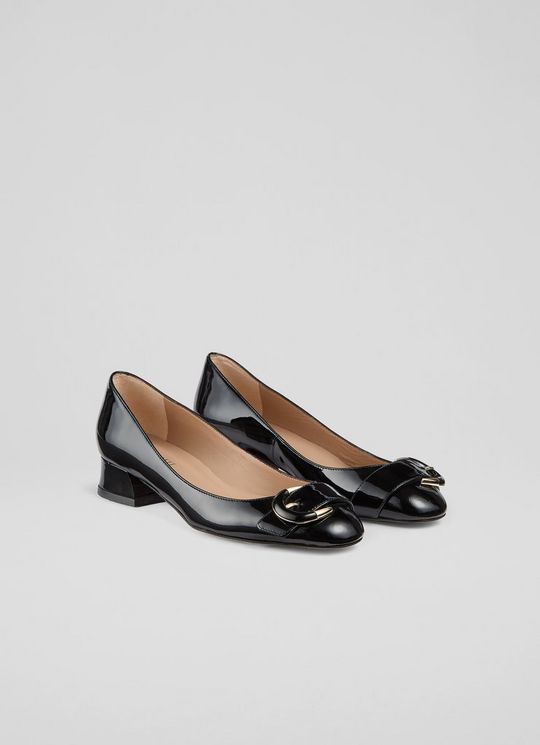 Cici Black Casual Resin Buckle Court