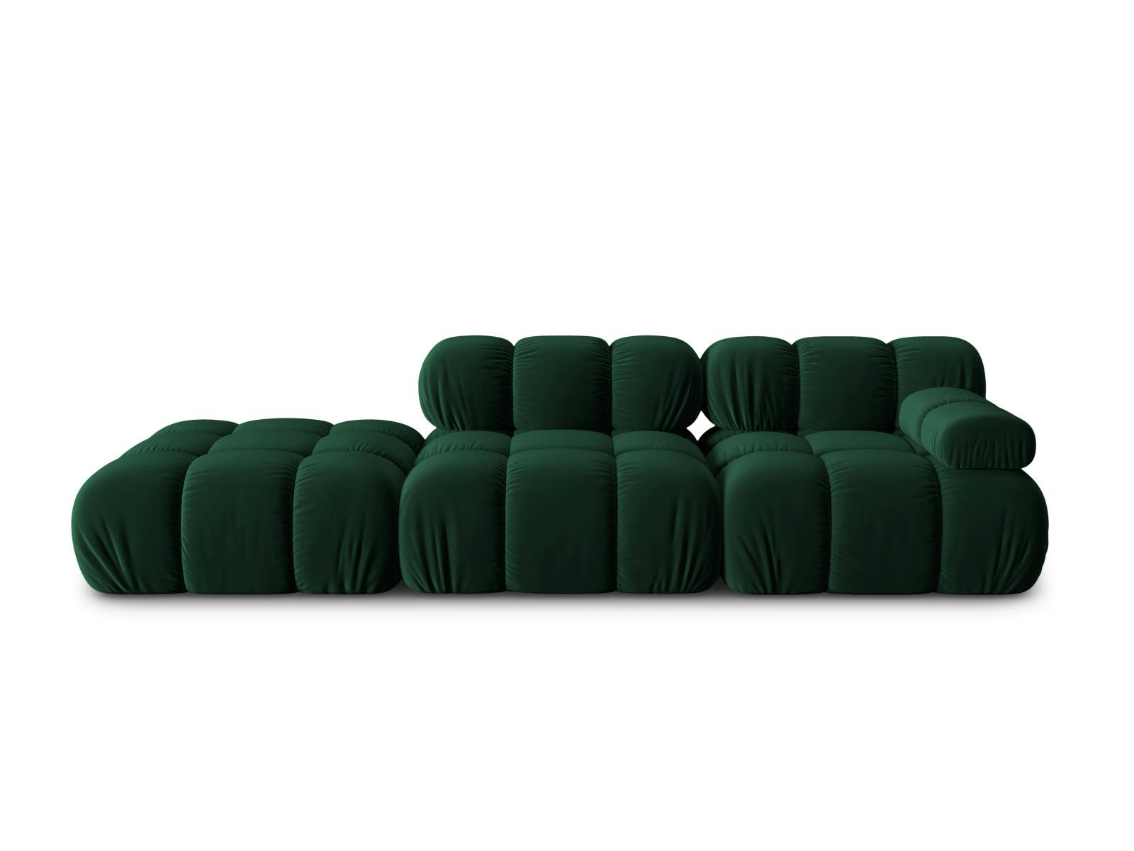 BELLIS - Canapé modulable gauche 4 places en tissu velours vert bouteille