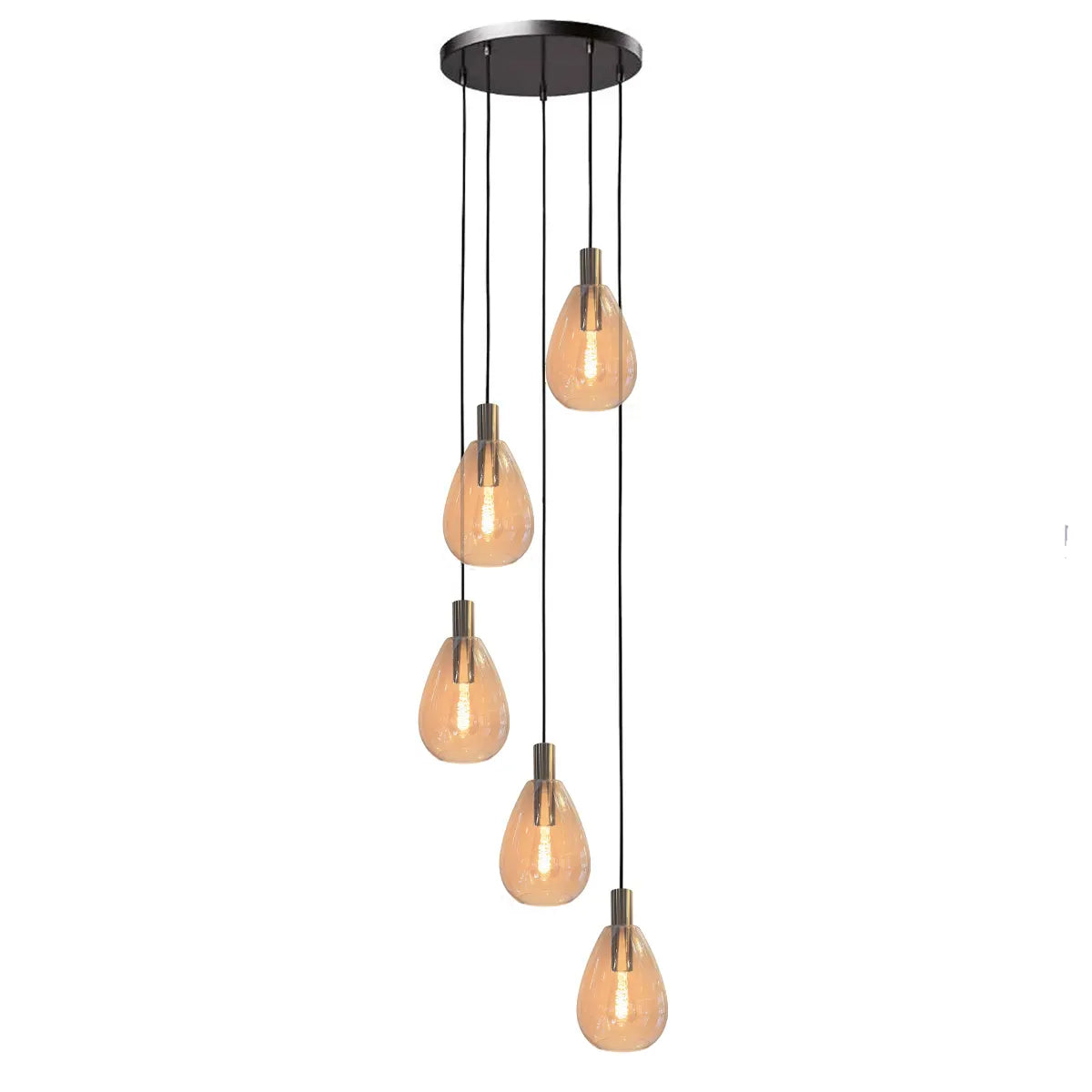 Freelight hanglamp Dorato - 5 lichts - 58 x 320  cm - zwart goud