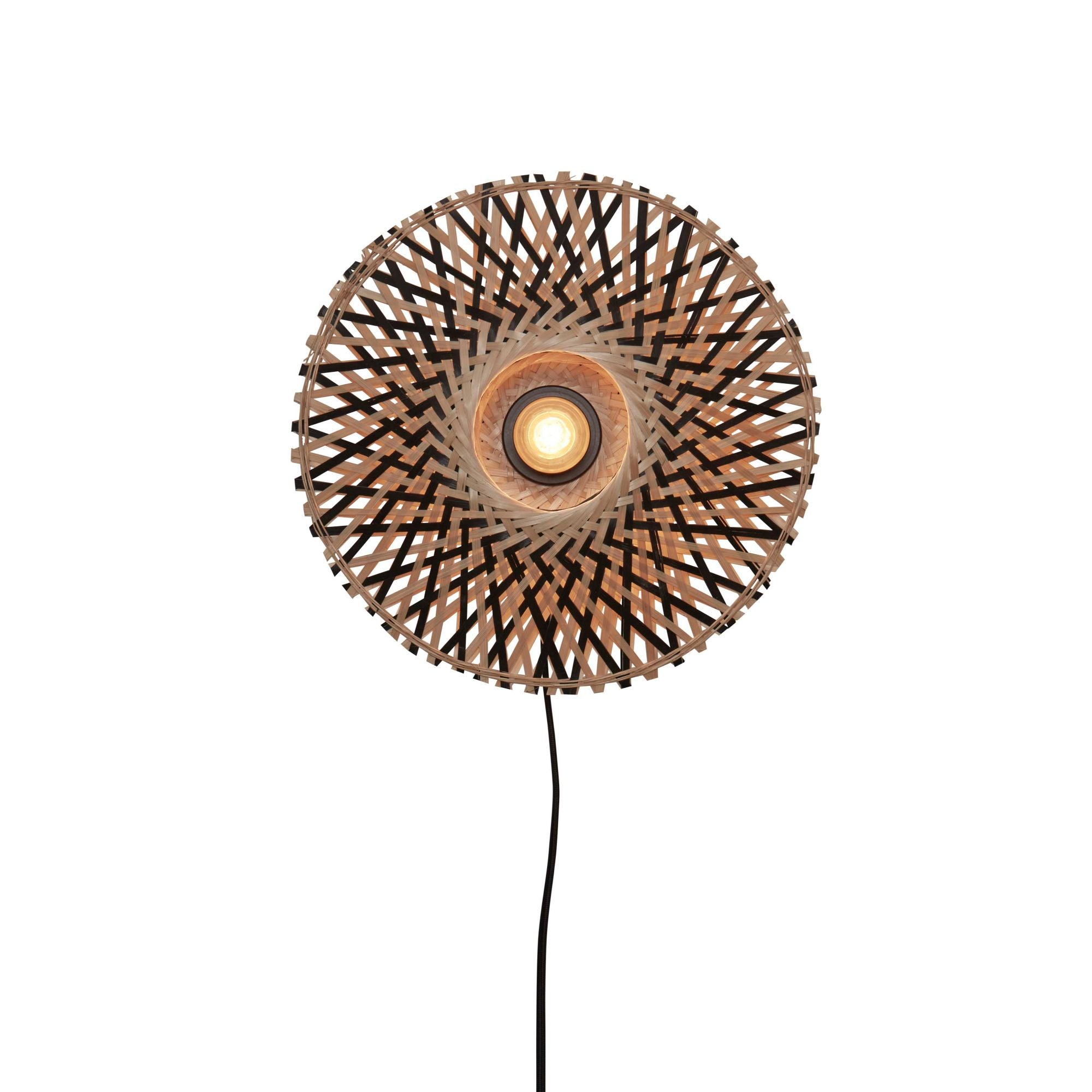 GOOD&MOJO Kalimantan Wandlamp Rond - Ø30cm - Zwart / Bamboe