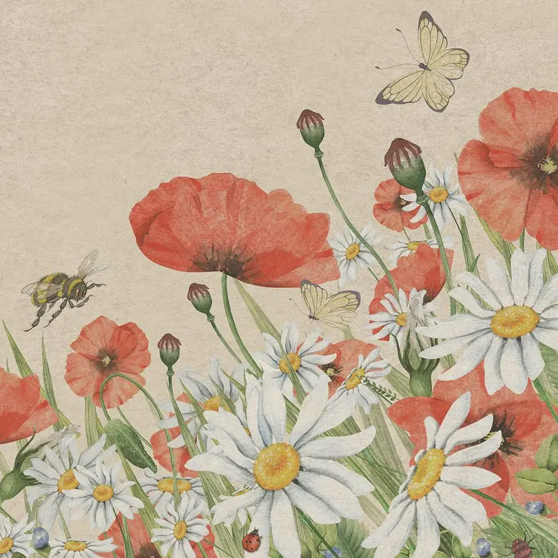 Serviette 20er-Set Floral Poppies