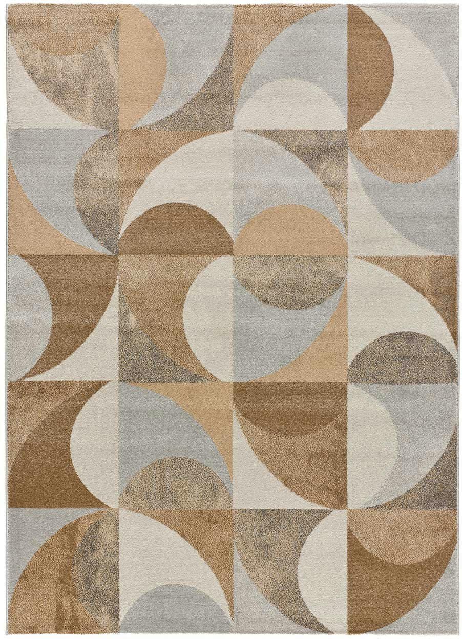 CREAM - Tapis géométrique en beige, 080X150 cm