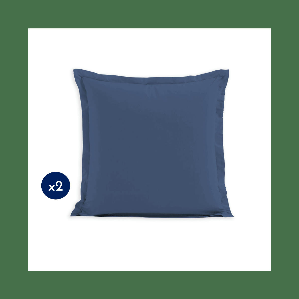 - Lot de 2 taies carrées 100% coton - Bleu - 63x63 cm