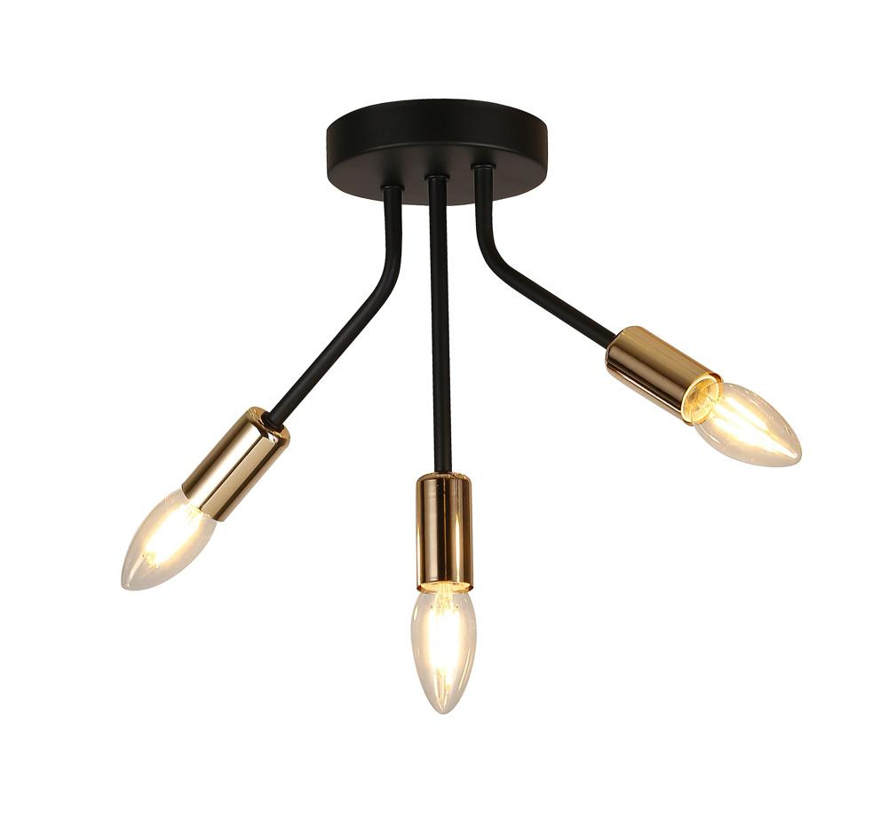 Lampa sufitowa czarno-złota TIARA 3xE14x40W wym: 25x35x12 cm Candellux