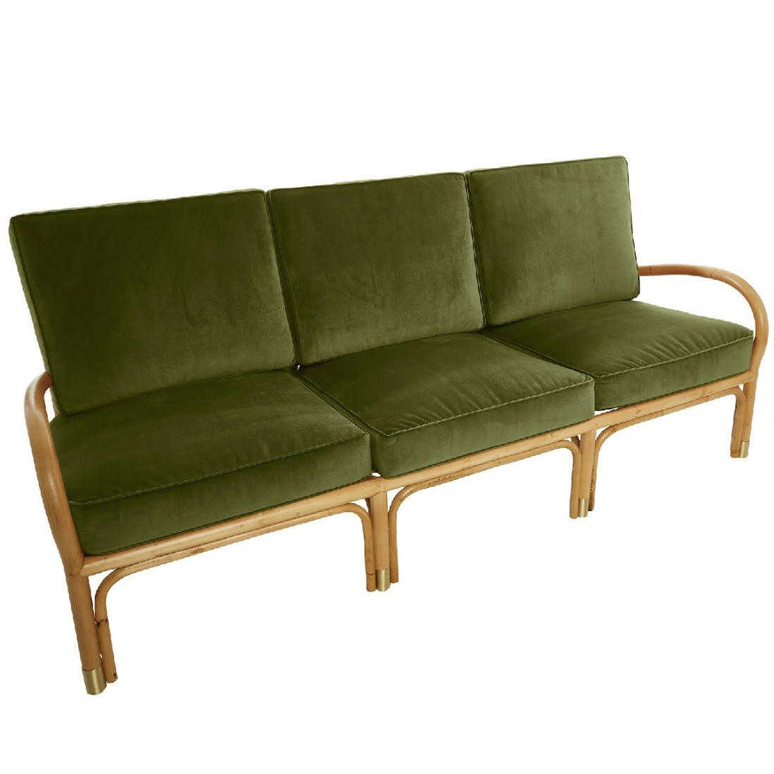 RIVIERA - Canapé 3 places en rotin et velours