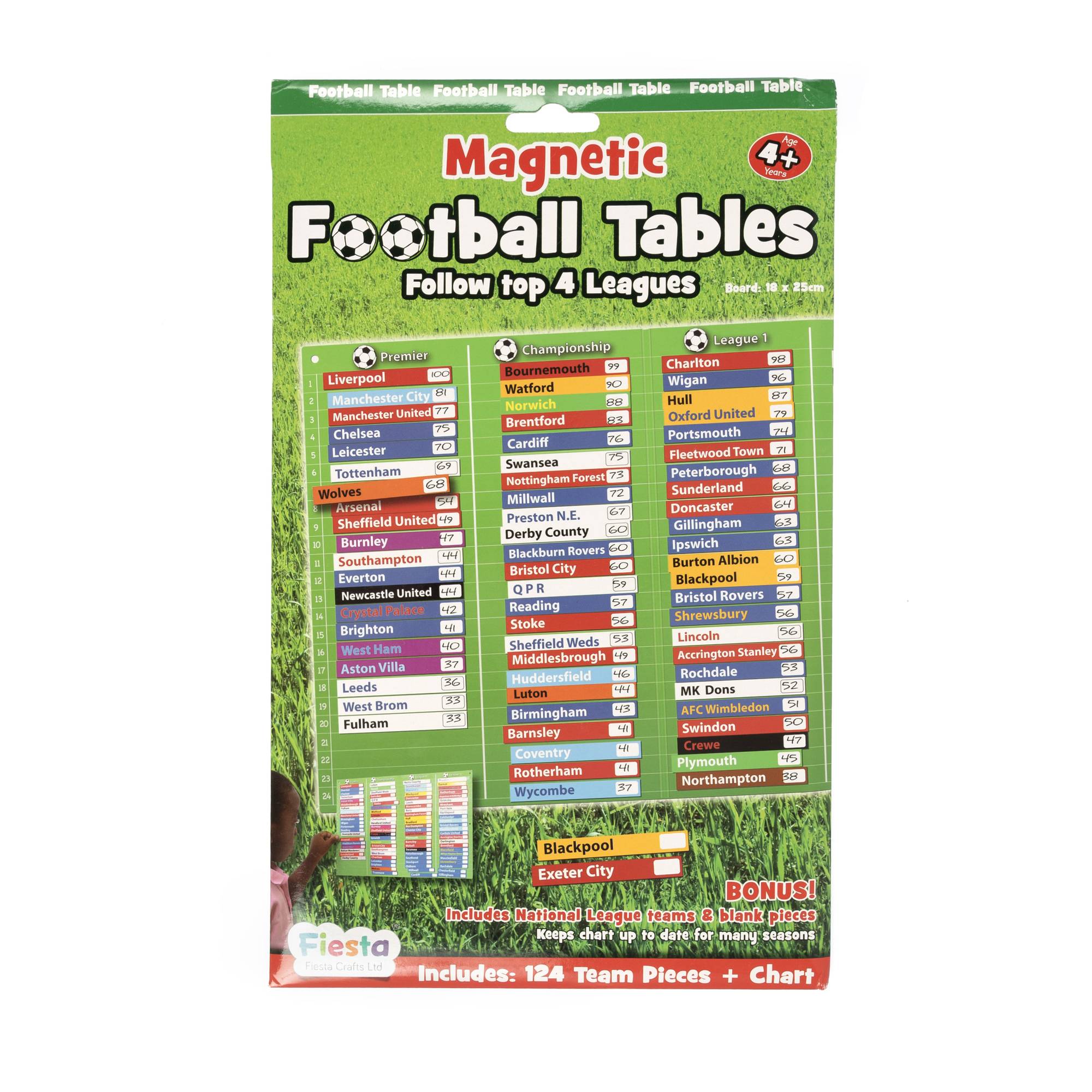 Football Table Magnetic Chart