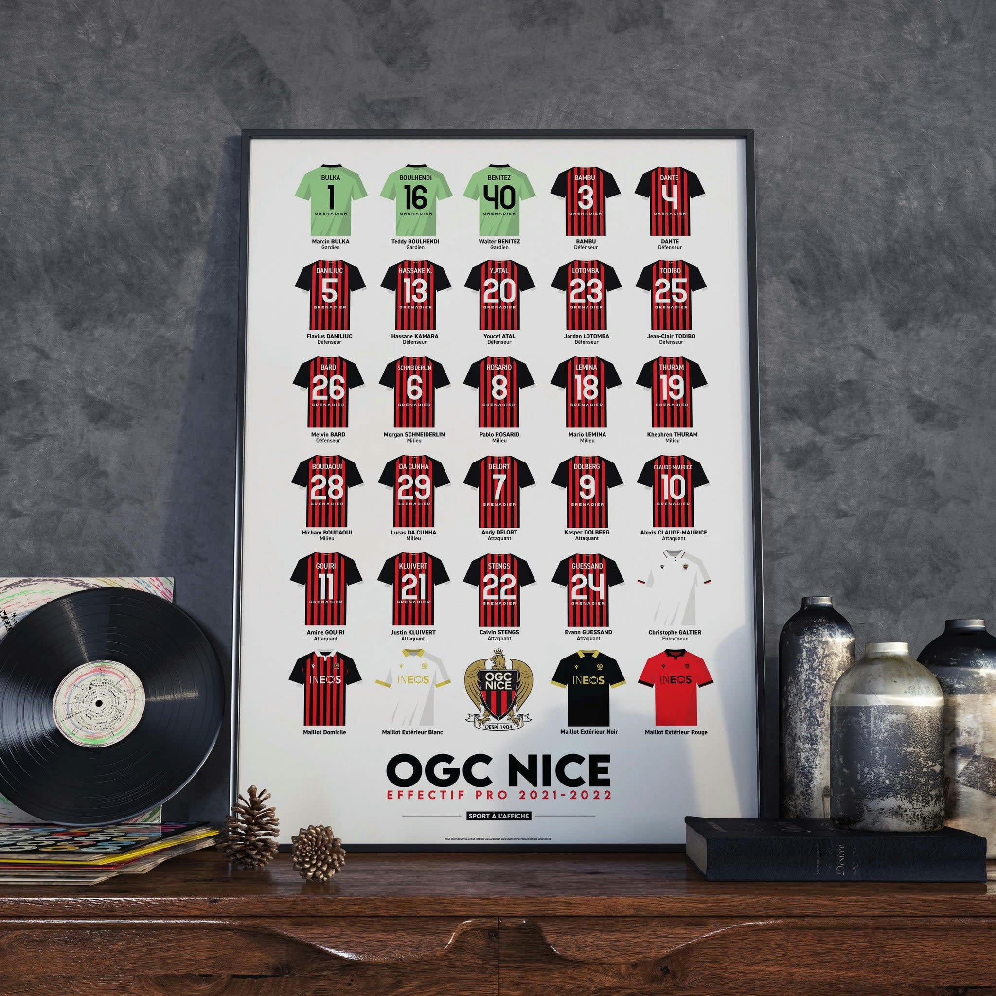 OGCN - Affiche Football OGC Nice - Effectif 2021/2022 40 x 60 cm
