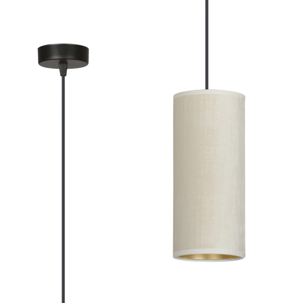 Lampa wisząca czarno-biała-złota BENTE 1xE27x15W wym: 100x10x10 cm Emibig