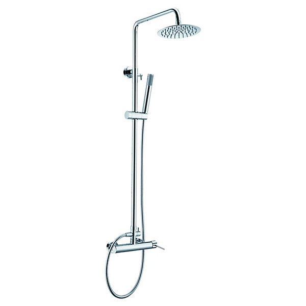 Colonne de douche mitigeur monocommande chrome acier et laiton avec douchette extensible