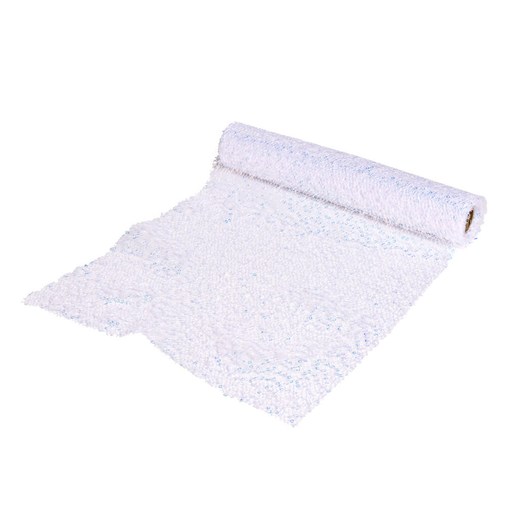 Chemin de table blanc avec paillettes 3m