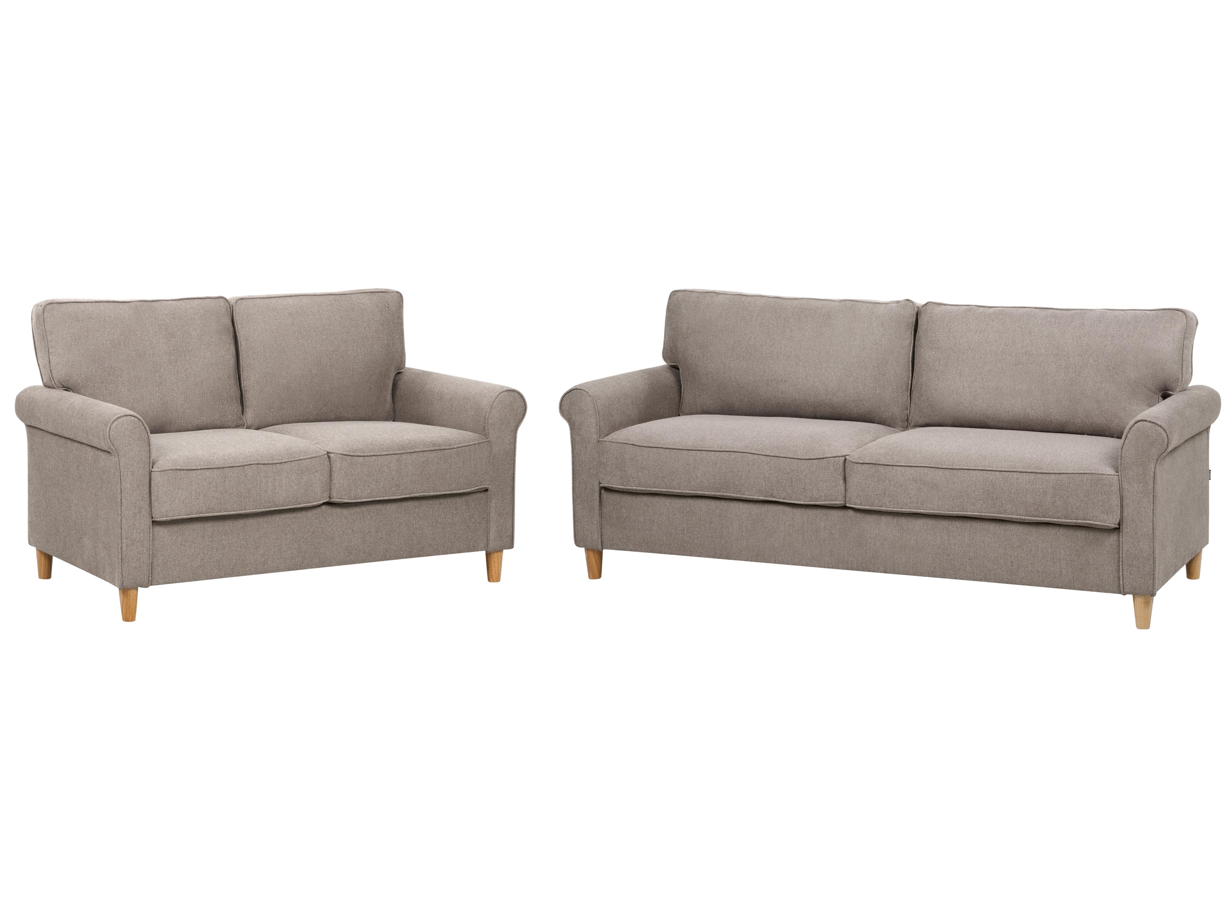 Living Room Set 5 Seater RONNEBY Fabric Light Brown