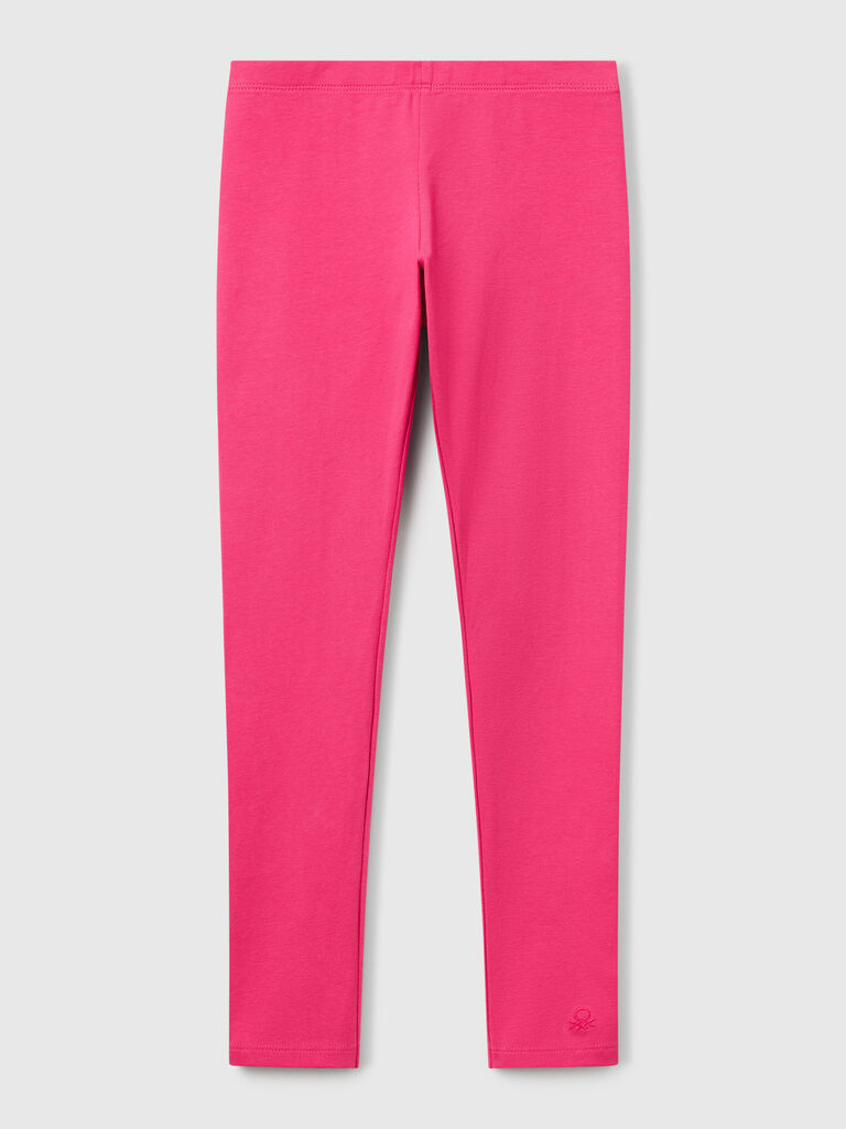 Stretch cotton leggings with logo