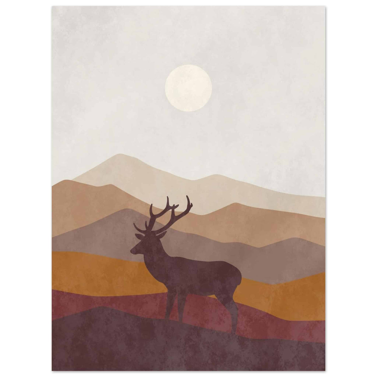 Artfulprints Poster Boho – Highland calm  - 30x40 cm - Bruin