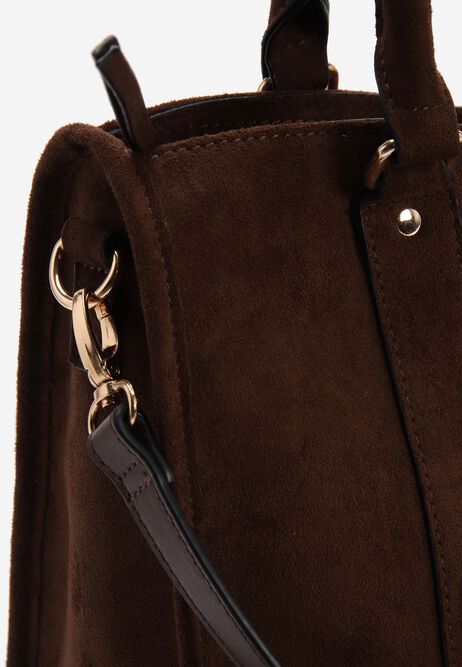 Womens Chocolate Brown Faux Suede Tote Bag