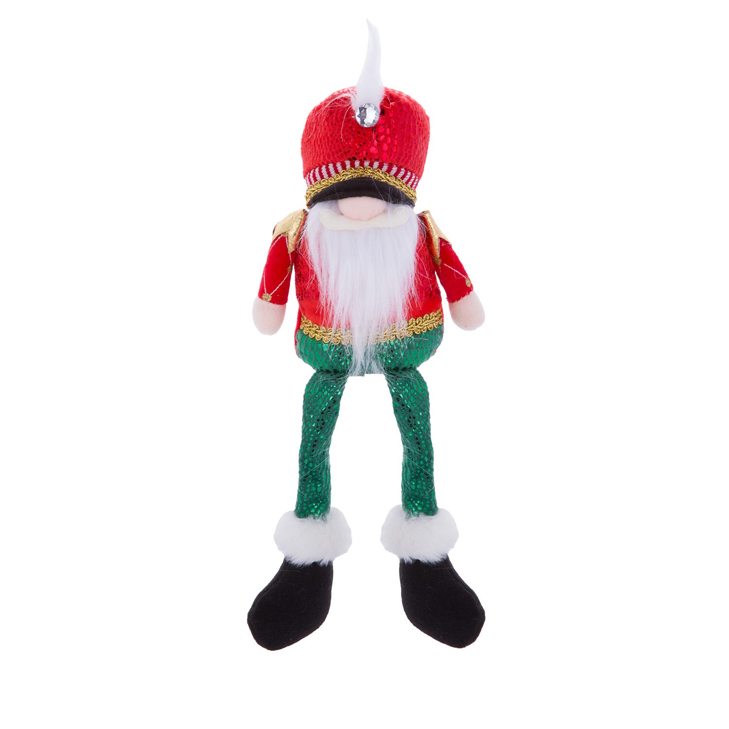 Gnomo Natale gambemolli 41 cm rosso verde