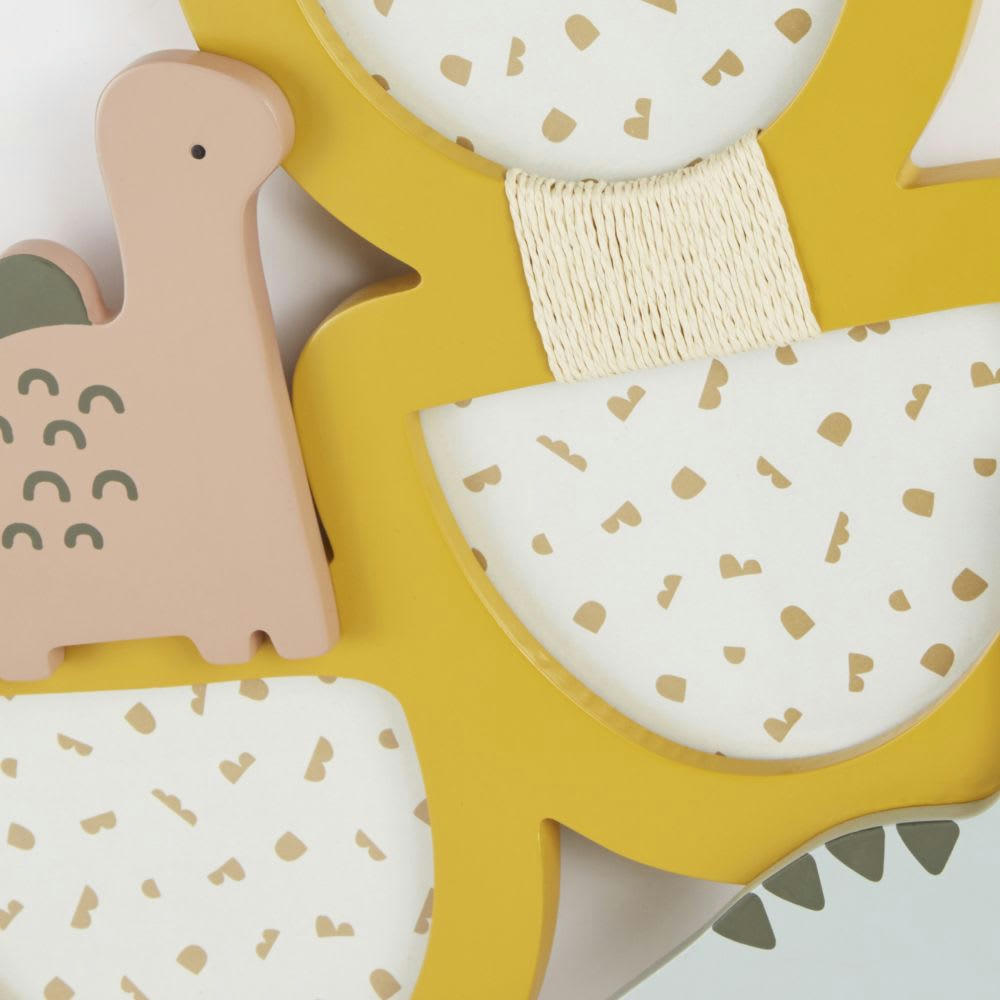 YUMA - Cadre multivues dinosaures 3 photos jaune, terracotta et bleu 31x36