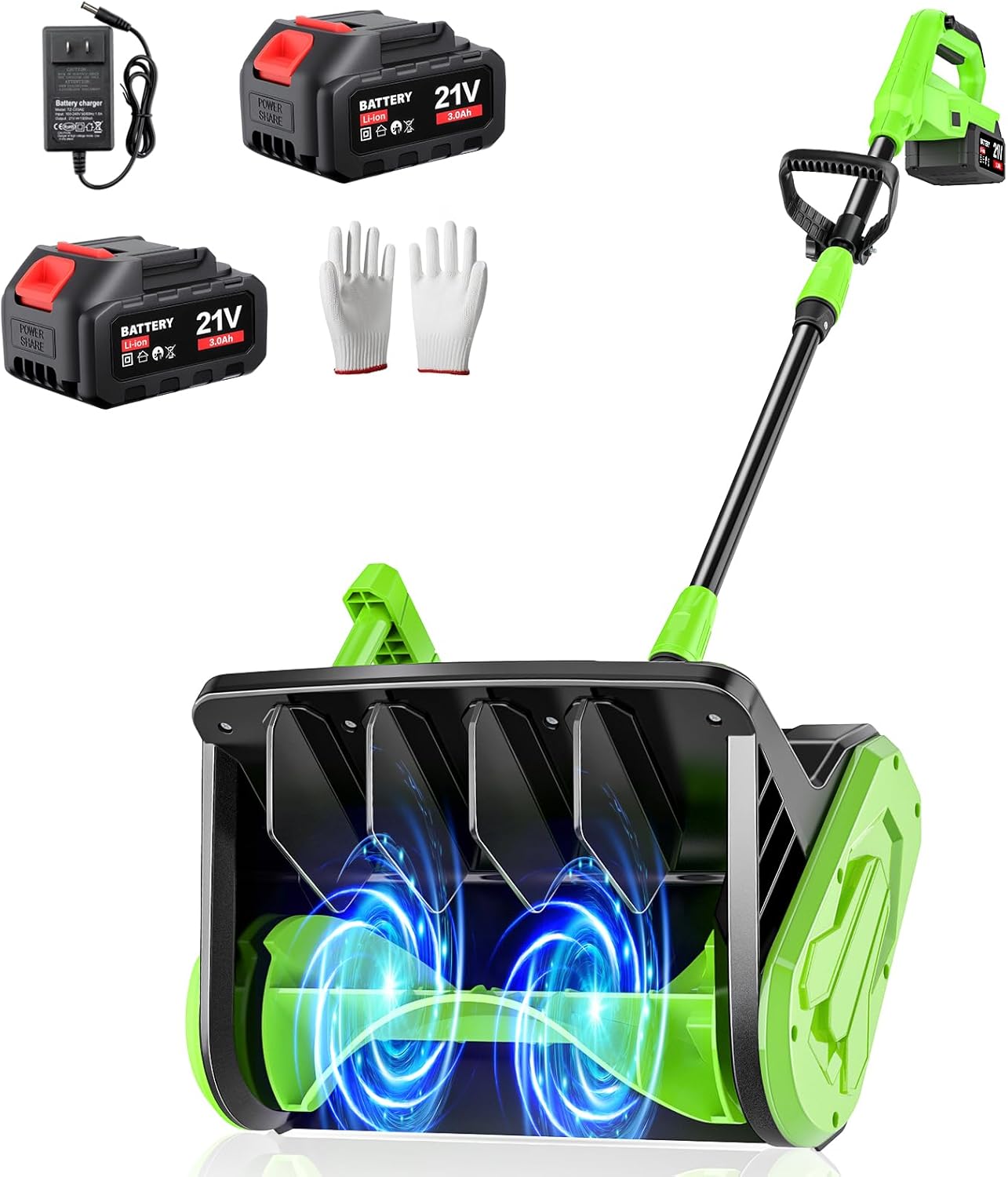 21V Cordless Snow Shovel  16-Inch Brushless Cordless Snow Blower with 2Pcs 3000mAh Recharge Batteries  Lightweight Electric Snow Plow for Driveway  Sidewalk & Patio Winter Snow Removal- No Wheels