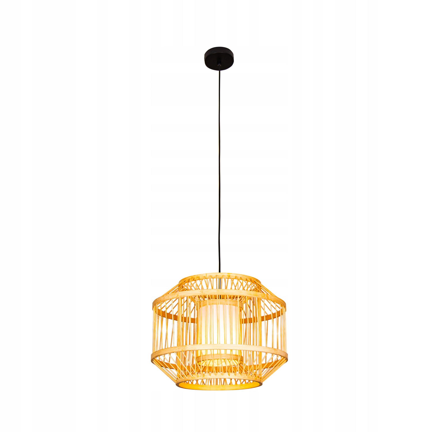 Lampa Sufitowa Wisząca Bambus BOHO Rattan Drewno Loft