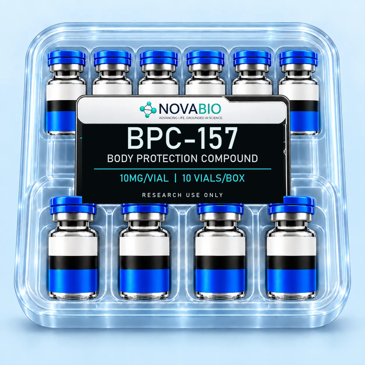 NOVABIO BPC-157 10MG per vial, 10 VIALS research product