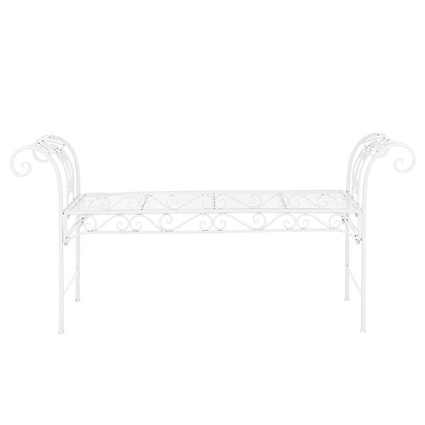 Banc De Jardin Vintage Meuble Design Solide Pour Usage Extérieur Métal 70 X 147 X 46 Cm Blanc en.casa