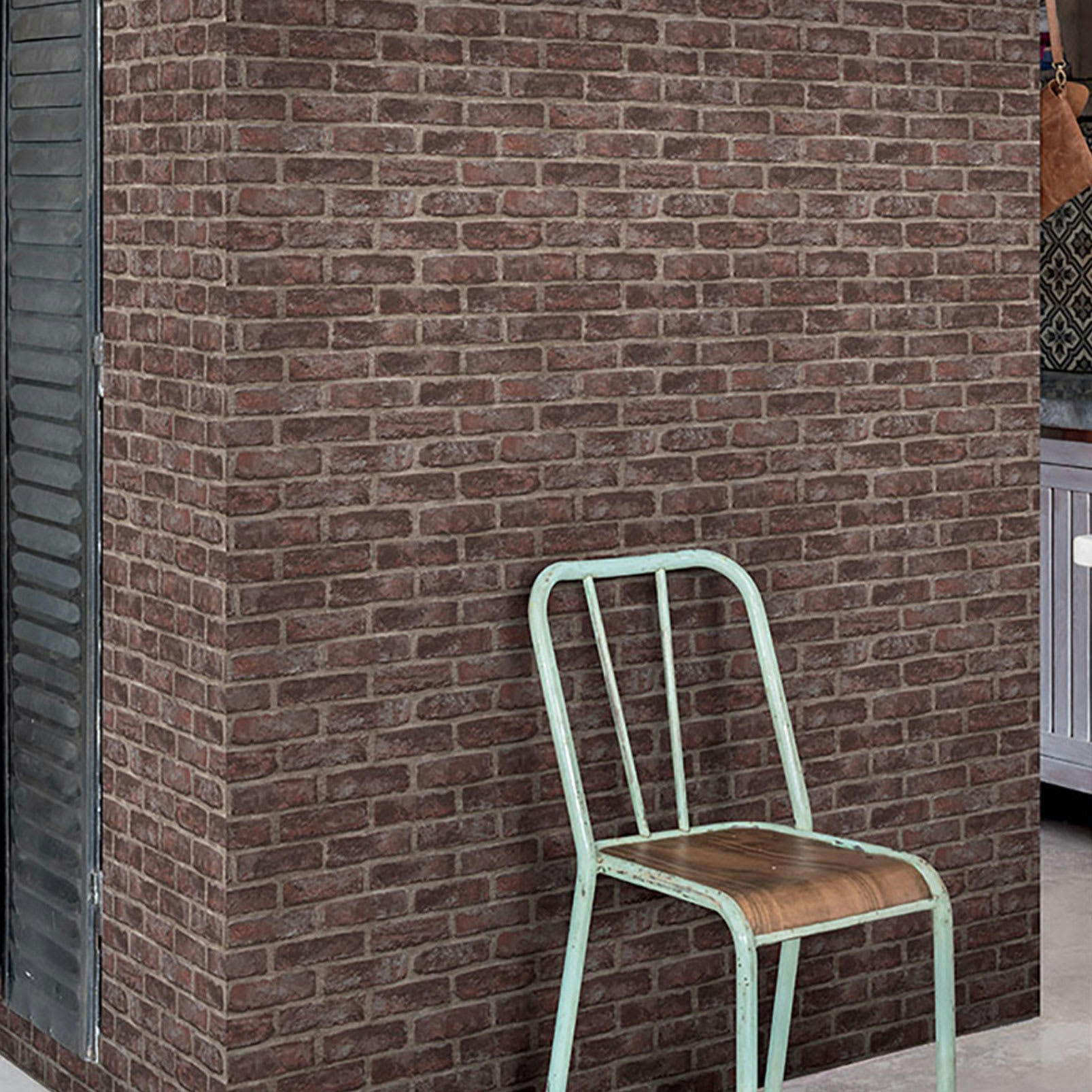 BRIQUES - Papier peint rouleau briques foncees 53x1000cm