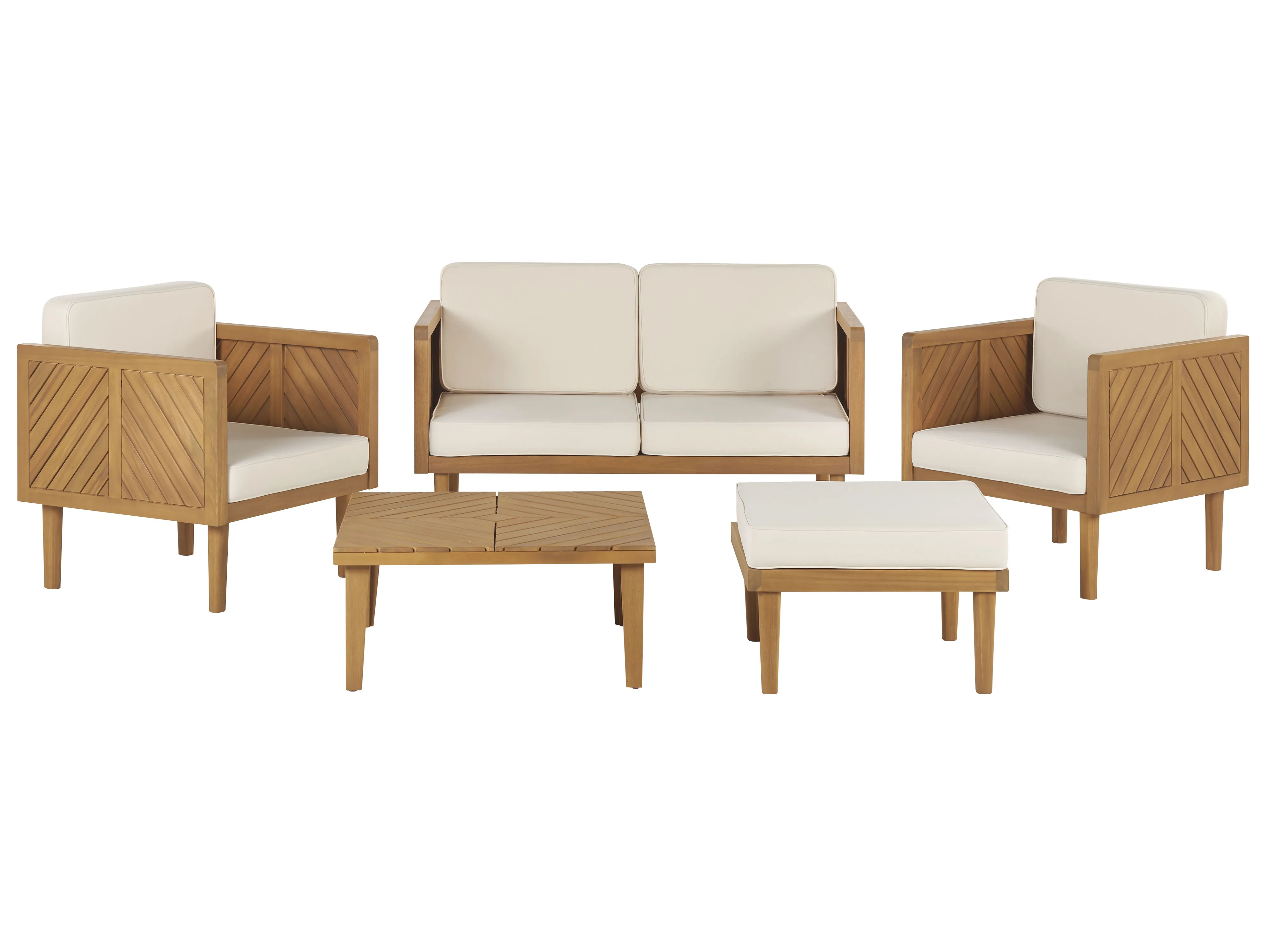 Garden Lounge Set with Table and Ottoman 4 Seater BARATTI Acacia Wood Brown