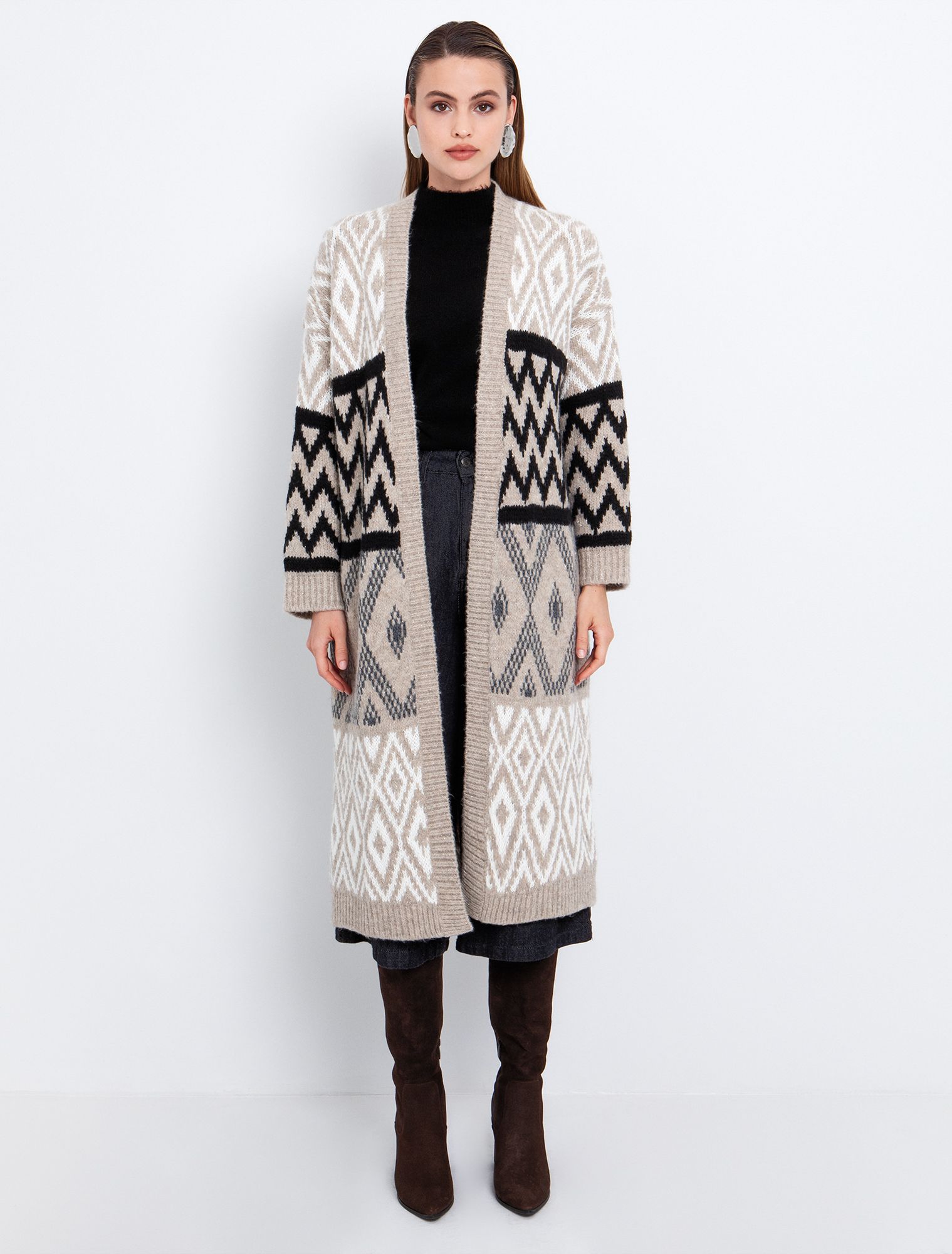 Lurex πλεκτή ζακέτα με pattern