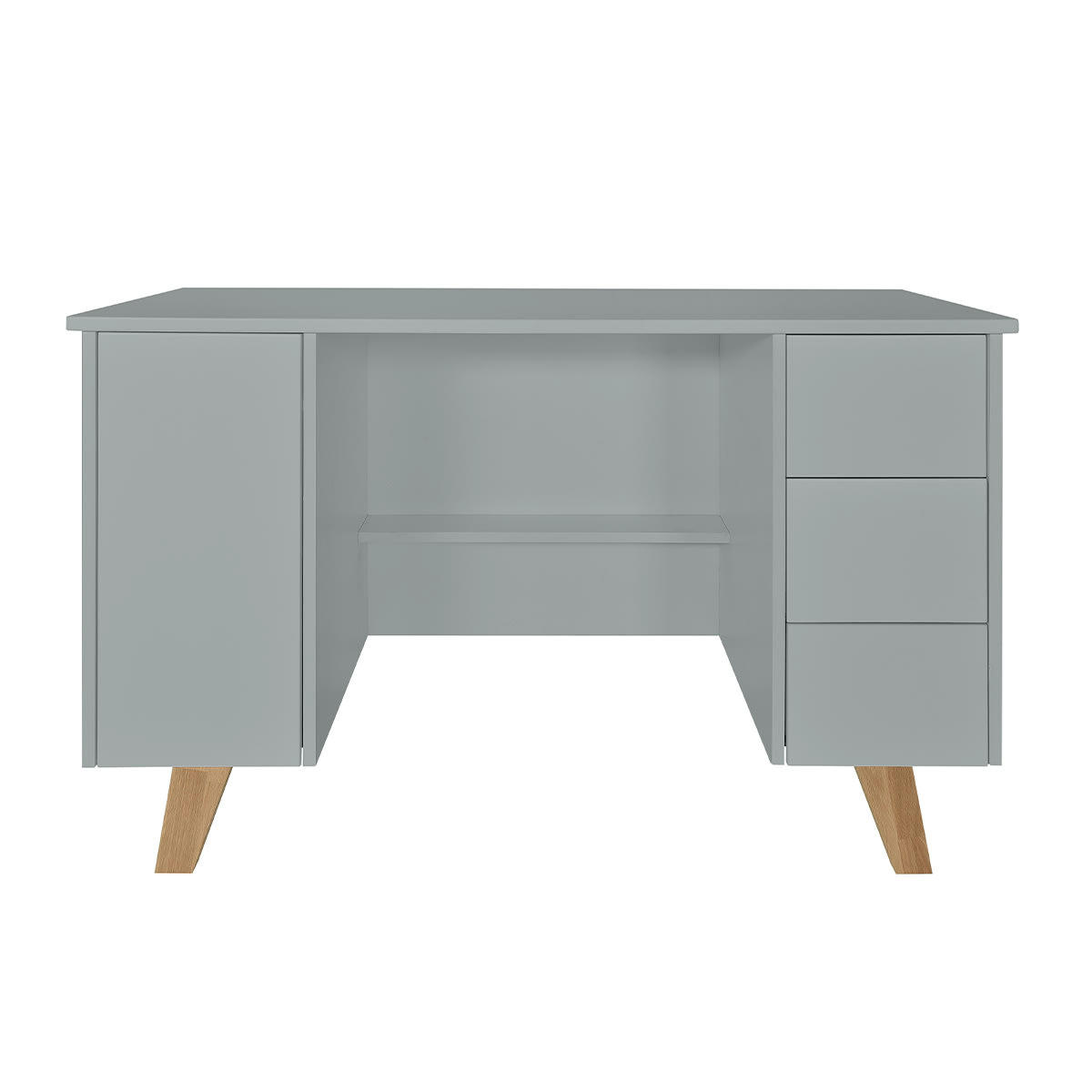 ZARA - Bureau 3 tiroirs 1 porte gris