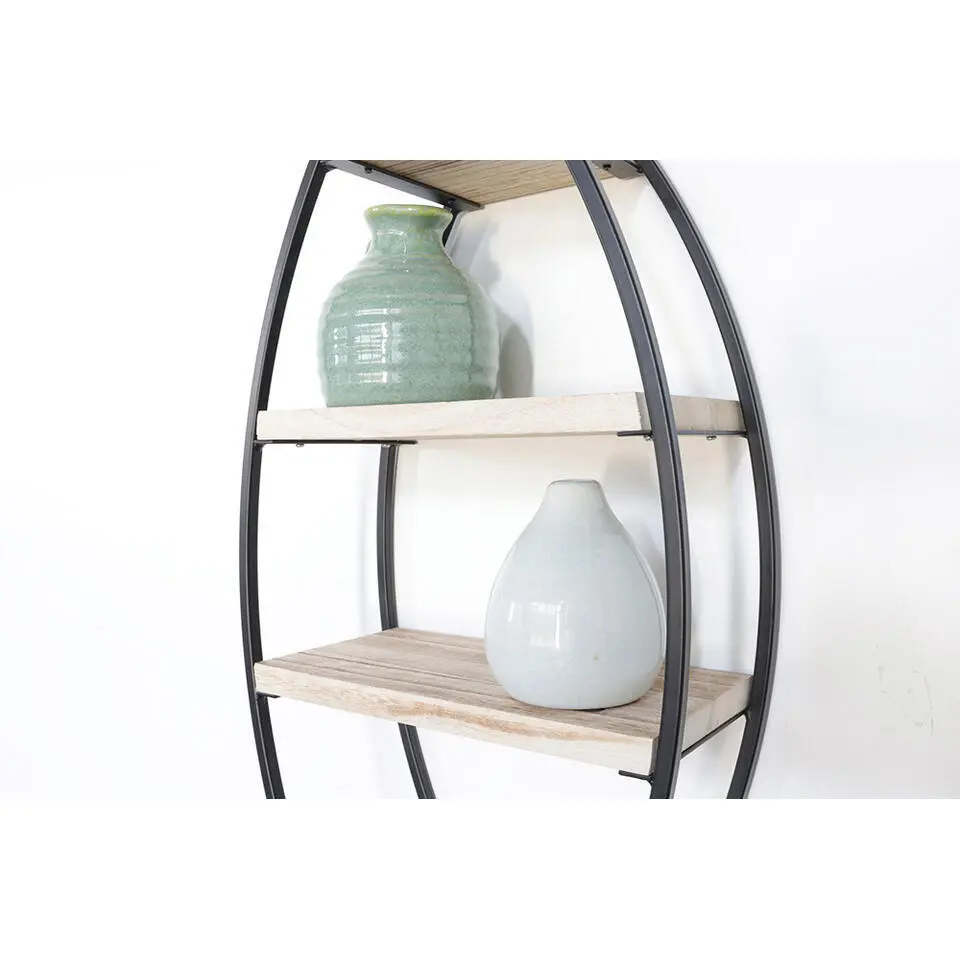 Wandrek ovaal met 4 houten plankjes - 26x60 cm