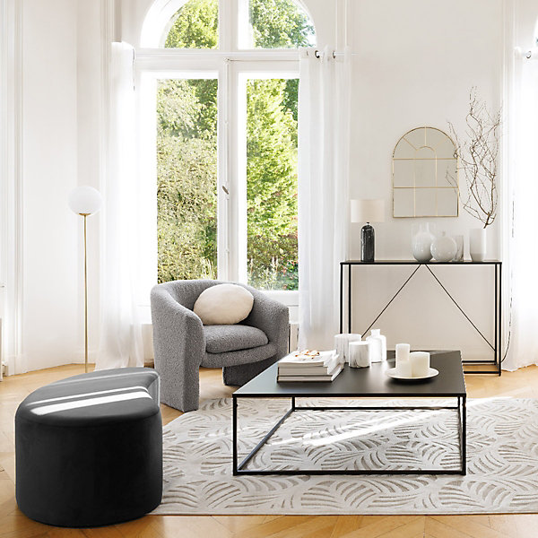 Banc Malone en velours 98x51cm gris foncé - Atmosphera