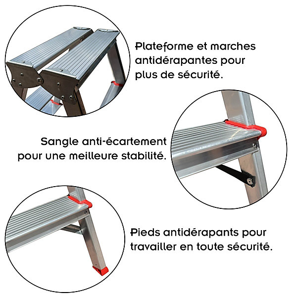 Escabeau Double Marchepied En Aluminium 2 Marches