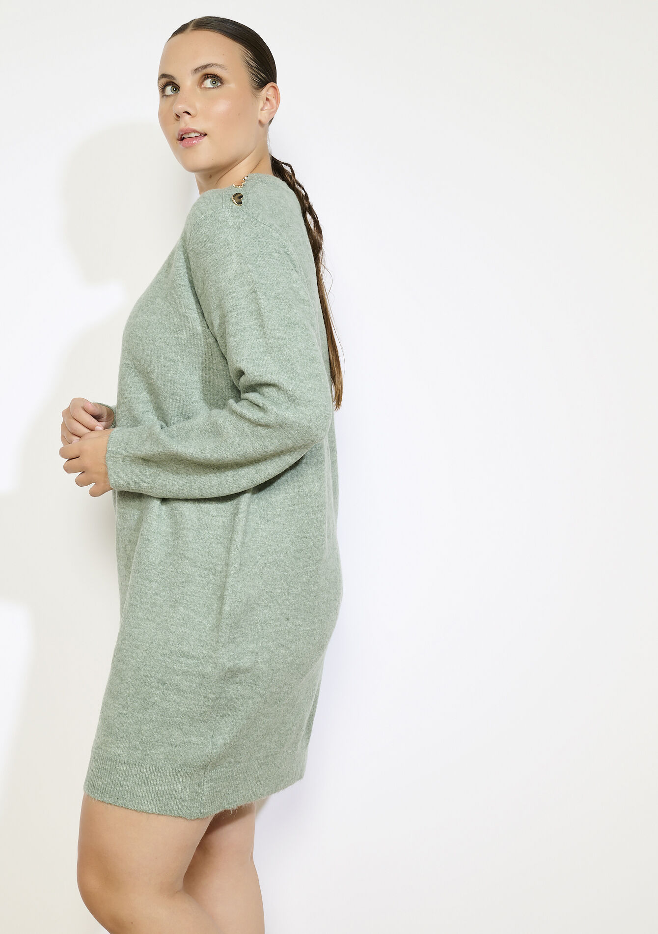 Gebreide jurk met hartknopen