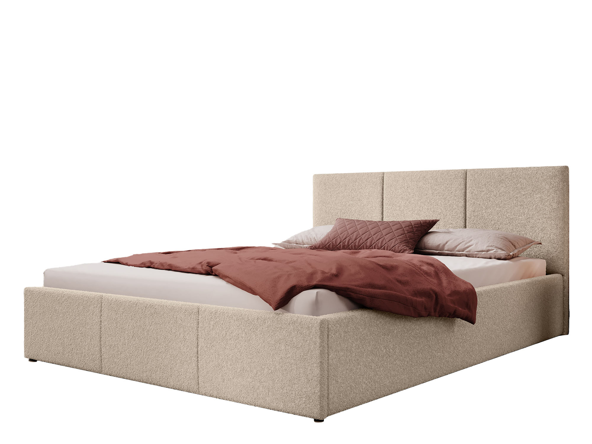 Łóżko tapicerowane z pojemnikiem SFG0111 | 140x200 | Boucle | Beż