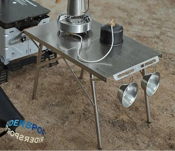 NNEOBA Stainless Steel Folding Camping Table Heat And Scratch Resistant Silver