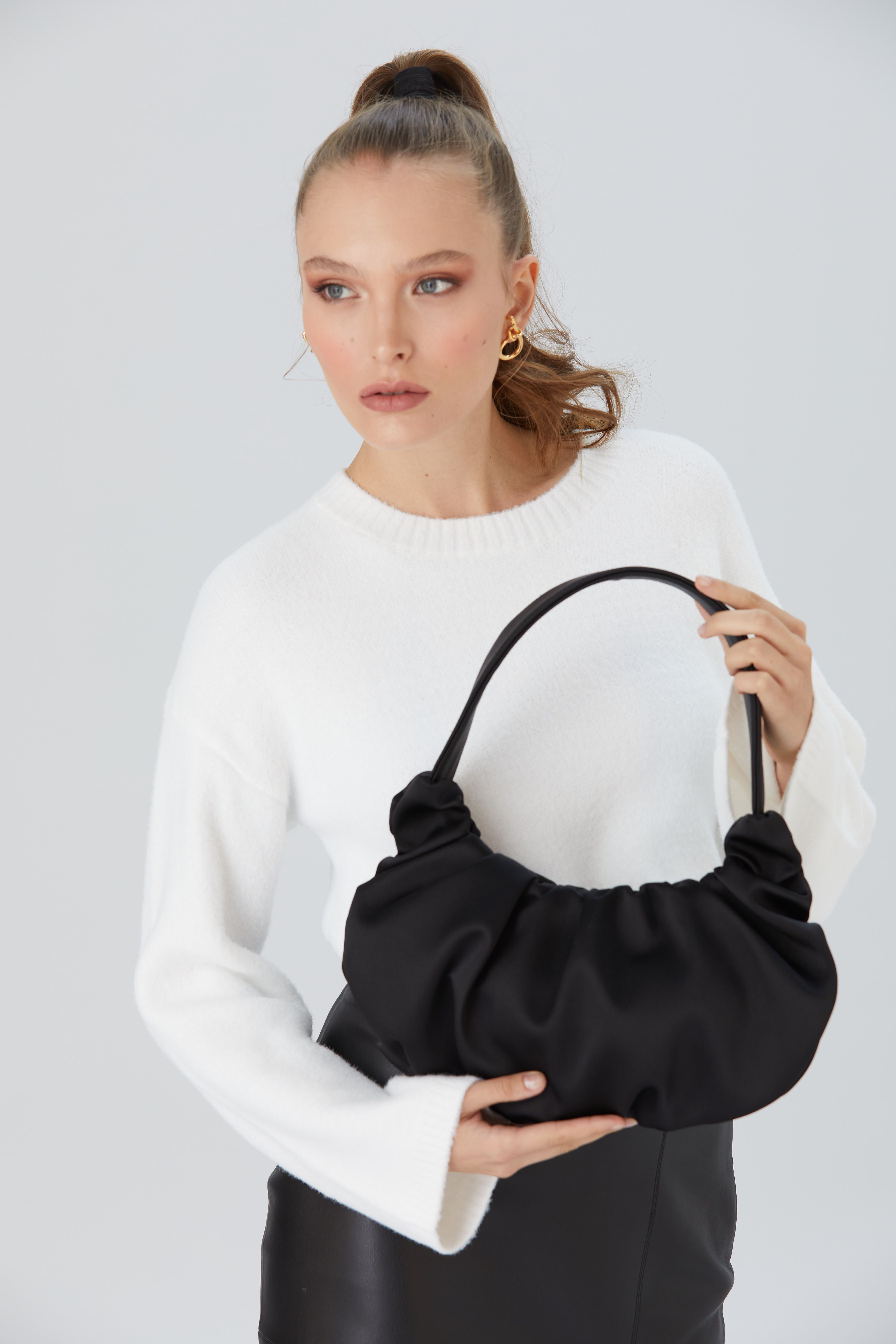 Belissh Pleated Satin Shoulder Bag
