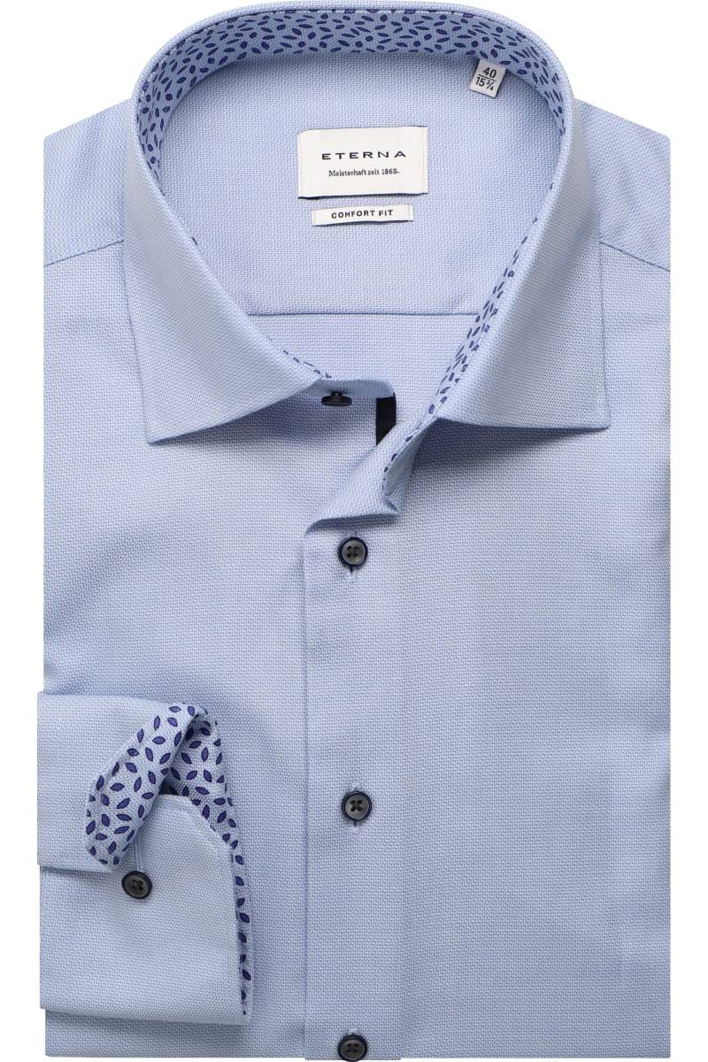 ETERNA Comfort Fit Hemd mittelblau, Strukturiert (extra kurzer Arm)