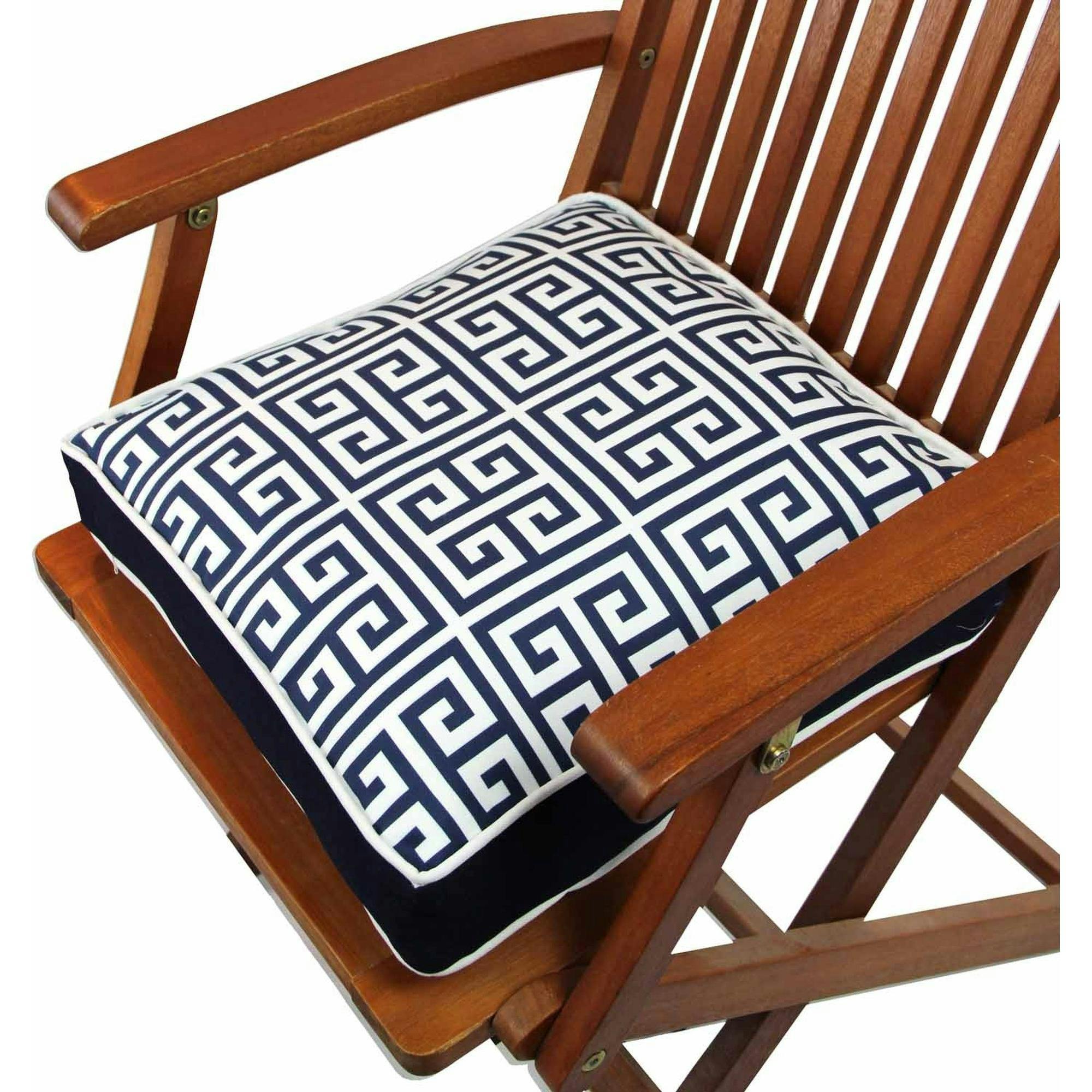 Galette de chaise rembourrée bleu foncé – motif rétro IZMIR