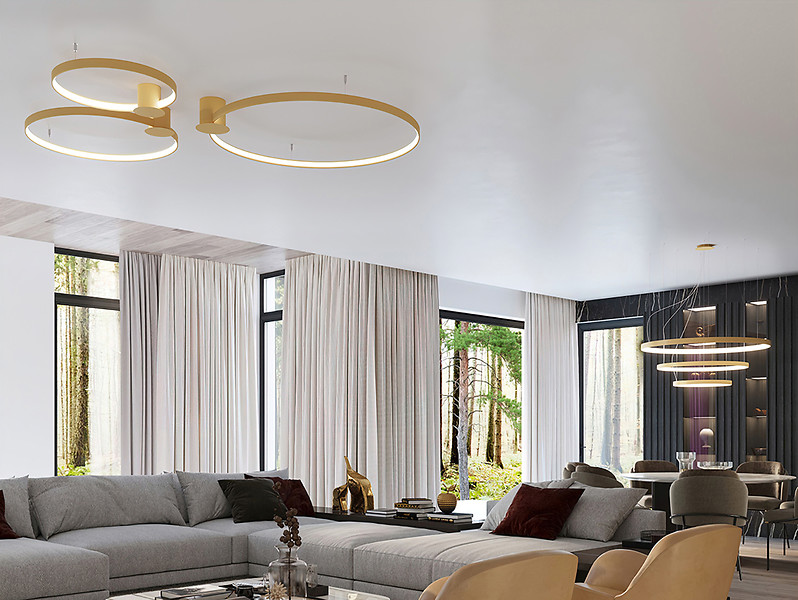 Lampa wisząca Rio LED2-punktowa aluminiowa złota
