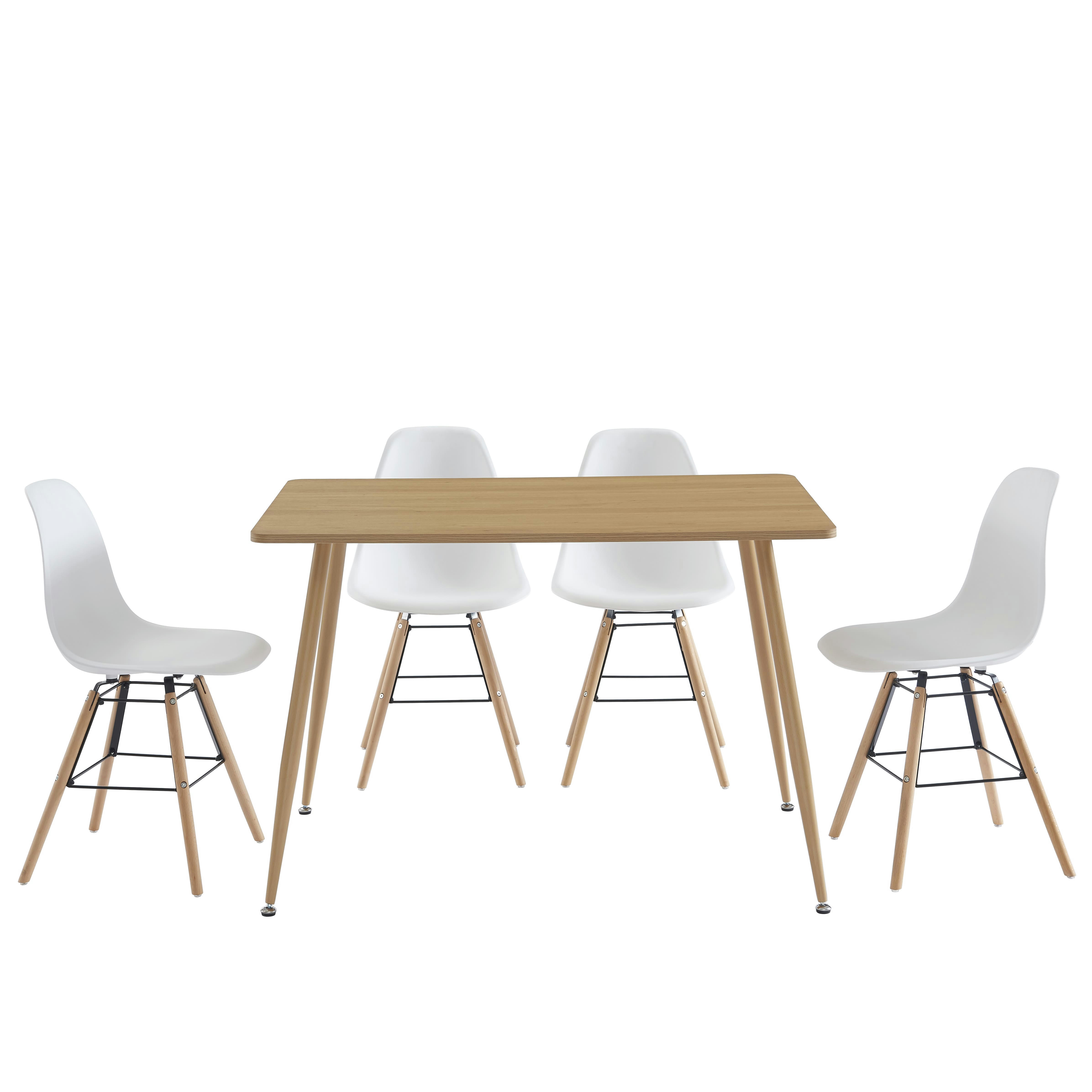 KITTOS - Ensemble repas  blanc et effet bois et chêne 4 personnes