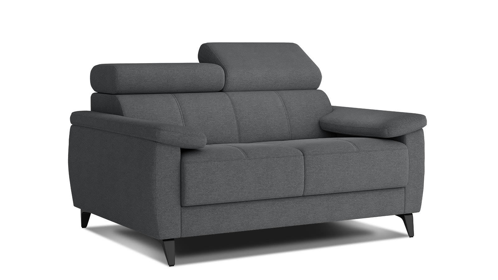 TAUNUS - Canapé droit 2 places tissu gris foncé