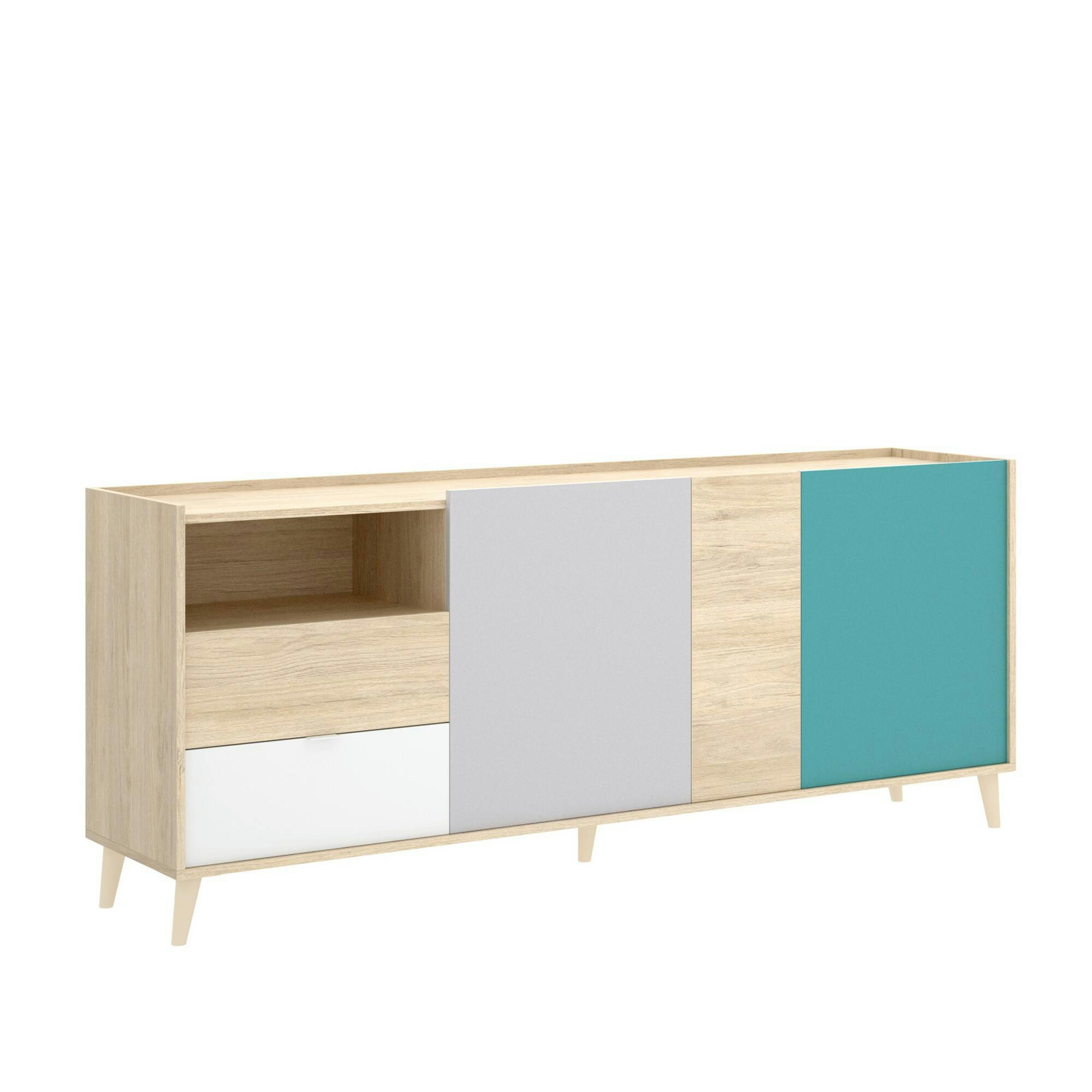 DGUERIN - Buffet effet bois chêne et blanc