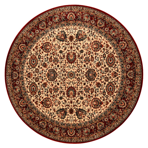 Dywan wełniany KASHQAI 4362 102 ornament beż / bordo koło 120 cm