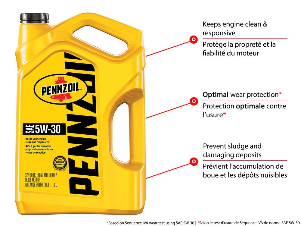 Pennzoil 5W30 Synthetic-Blend Engine/Motor Oil, 5-L