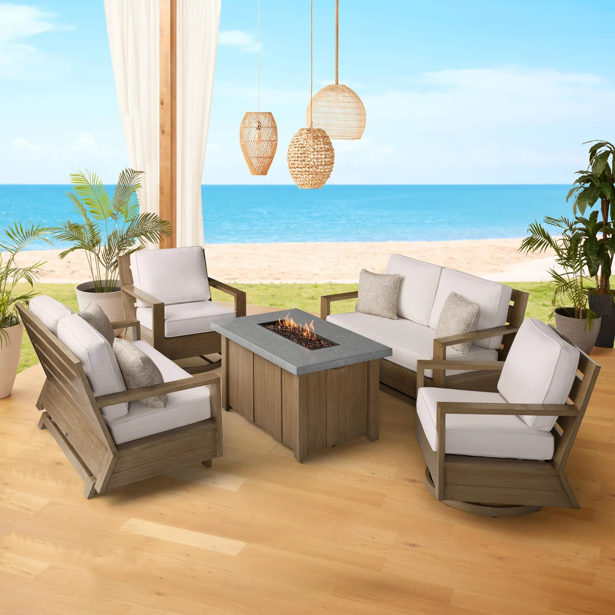 Agio Valmar 5-piece Outdoor Patio Fire Seating Set