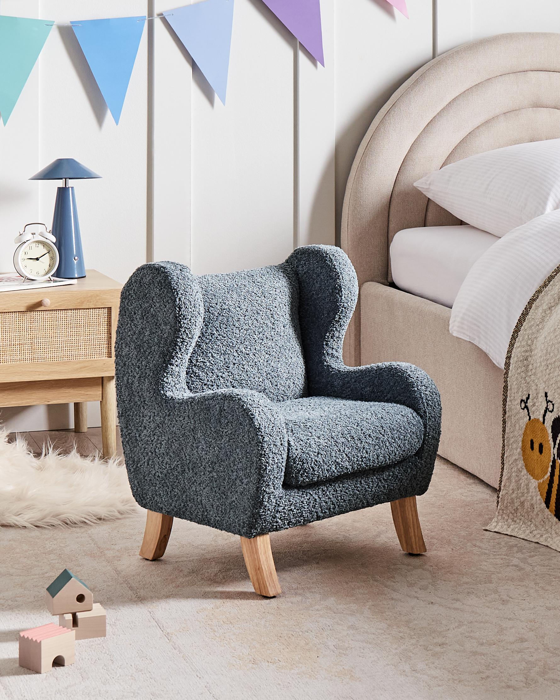 Kids Armchair FARUM Boucle Dark Blue