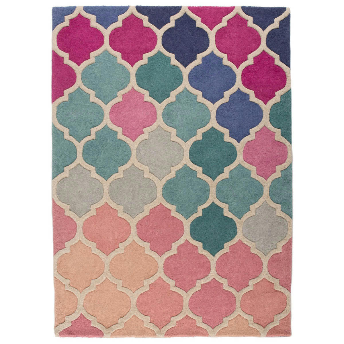 FR DESIGN - Tapis  baroque en laine rose 160x230