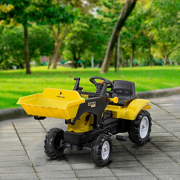 Spielzeug-Trettraktor, LxBxH: 114x41x52 cm, schwarz/gelb